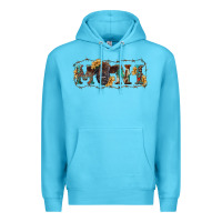 Ocean Blue western mini black highland calf Premium Hoodie - RanaPortraitStore