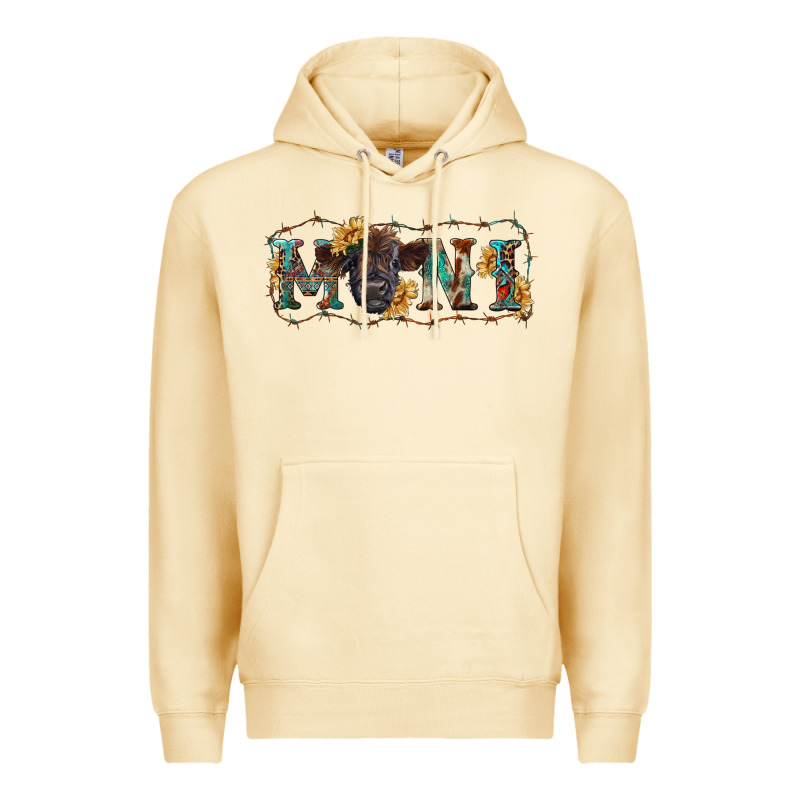 Western Mini Black Highland Calf Premium Hoodie by RanaPortraitStore | Teevron