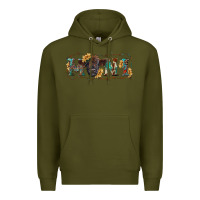 Army Green western mini black highland calf Premium Hoodie - RanaPortraitStore