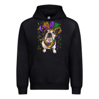 Black mardi gras hat  english bulldog Urban Hoodie - RanaPortraitStore