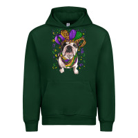 Forest Green mardi gras hat  english bulldog Urban Hoodie - RanaPortraitStore