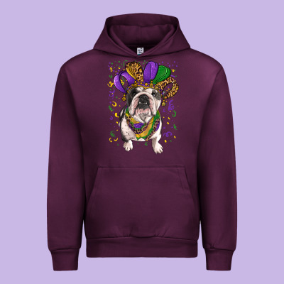 Urban Hoodie mardi gras hat  english bulldog