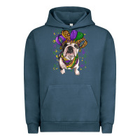 Pigment Midnight Navy mardi gras hat  english bulldog Urban Hoodie - RanaPortraitStore
