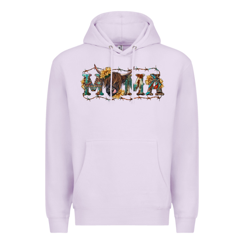Western Mama With Highland Cow Premium Hoodie by RanaPortraitStore | Teevron