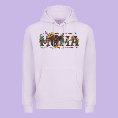 Western Mama With Highland Cow Premium Hoodie Designed By Ranaportraitstore