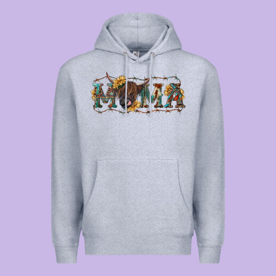 Western Mama With Highland Cow Premium Hoodie Designed By Ranaportraitstore
