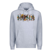 Heather Grey western mama with highland cow Premium Hoodie - RanaPortraitStore