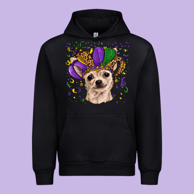 Urban Hoodie mardi gras hat chihuahua