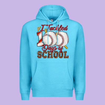 I Tackled 100days Of School Baseball Premium Hoodie Designed By Texasbilliewilder