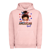 Pigment Salmon all american girl messy bun Urban Hoodie - texasbilliewilder