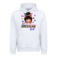 White all american girl messy bun Urban Hoodie - texasbilliewilder