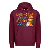Burgundy leggins leaves and lattes Premium Hoodie - Zillion Design Studio