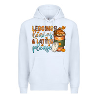 White leggins leaves and lattes Premium Hoodie - Zillion Design Studio