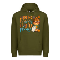 Army Green leggins leaves and lattes Premium Hoodie - Zillion Design Studio