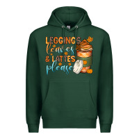 Sports Green leggins leaves and lattes Premium Hoodie - Zillion Design Studio