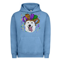 Pigment Pebble Blue mardi gras hat  white shepherd Urban Hoodie - RanaPortraitStore