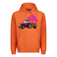 Carrot valentine's day pink tractor with pin heart balloons Premium Hoodie - RanaPortraitStore
