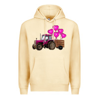 Pina Colada valentine's day pink tractor with pin heart balloons Premium Hoodie - RanaPortraitStore
