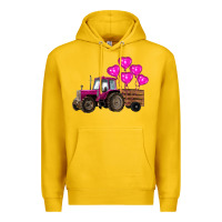 Lemon valentine's day pink tractor with pin heart balloons Premium Hoodie - RanaPortraitStore