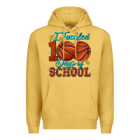 Antique Gold i tackled 100days of school basketball Premium Hoodie - texasbilliewilder