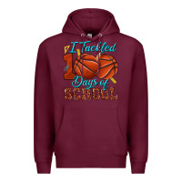 Burgundy i tackled 100days of school basketball Premium Hoodie - texasbilliewilder
