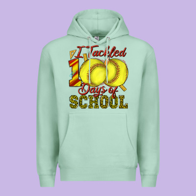 I Tackled 100days Of School Softball Premium Hoodie Designed By Texasbilliewilder