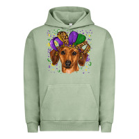 Pigment Oil Green mardi gras hat dachshund Urban Hoodie - RanaPortraitStore
