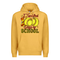 Mustard i tackled 100days of school softball Premium Hoodie - texasbilliewilder