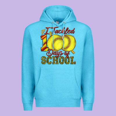 I Tackled 100days Of School Softball Premium Hoodie Designed By Texasbilliewilder