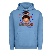 Pigment Pebble Blue all american mama messy bun Urban Hoodie - texasbilliewilder