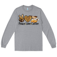 Heather Grey peace love coffee Long Sleeve Tee - BarkalooDesign