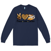 Navy peace love coffee Long Sleeve Tee - BarkalooDesign