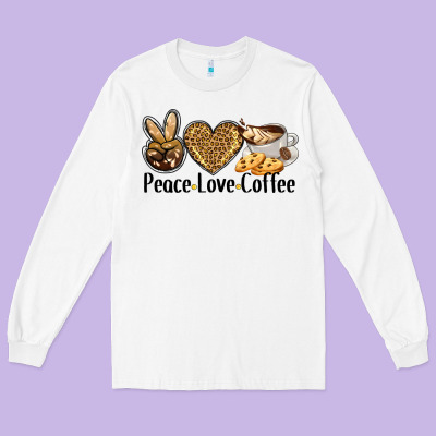 Peace Love Coffee Long Sleeve Tee Designed By Barkaloodesign