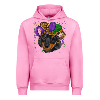 Fuchsia Pink mardi gras hat dachshund puppy Urban Hoodie - RanaPortraitStore