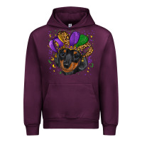 Mauve Wine mardi gras hat dachshund puppy Urban Hoodie - RanaPortraitStore