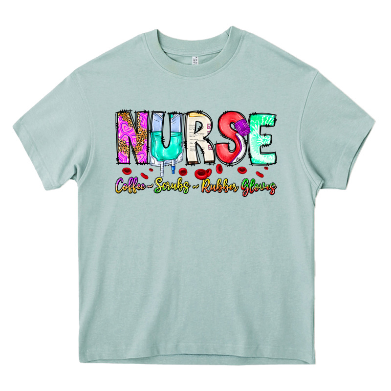 Nurse Coffee Scrubs Rubber Gloves Heavy Core Tee by CowhideDigitalArt | Teevron