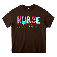 Chocolate Brown Nurse Coffee Scrubs Rubber Gloves Heavy Core Tee - CowhideDigitalArt