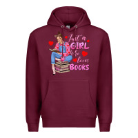 Burgundy just a girl who loves books Premium Hoodie - texasbilliewilder