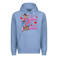 Colony Blue just a girl who loves books Premium Hoodie - texasbilliewilder