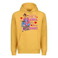 Mustard just a girl who loves books Premium Hoodie - texasbilliewilder