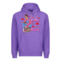 Purple just a girl who loves books Premium Hoodie - texasbilliewilder