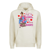 Oatmeal Heather just a girl who loves books Premium Hoodie - texasbilliewilder