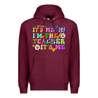 Burgundy its me hi im the teacher its me Premium Hoodie - texasbilliewilder