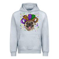 Heather Grey mardi gras hat pug Urban Hoodie - RanaPortraitStore
