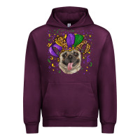Mauve Wine mardi gras hat pug Urban Hoodie - RanaPortraitStore