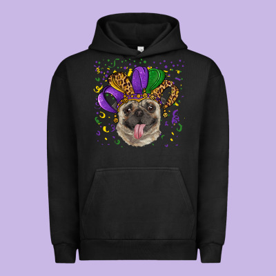 Urban Hoodie mardi gras hat pug