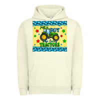 Pigment Pistachio just a boy who loves tractors Urban Hoodie - Zillion Design Studio