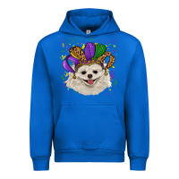 Cobalt mardi gras hat white pomeranian Urban Hoodie - RanaPortraitStore