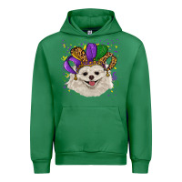 Emerald mardi gras hat white pomeranian Urban Hoodie - RanaPortraitStore
