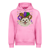 Fuchsia Pink mardi gras hat white pomeranian Urban Hoodie - RanaPortraitStore